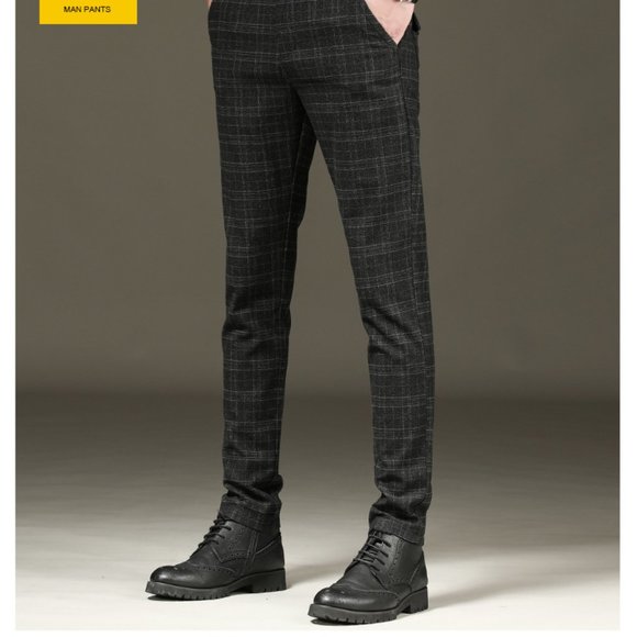 Men's trousers plaid slim trousers men